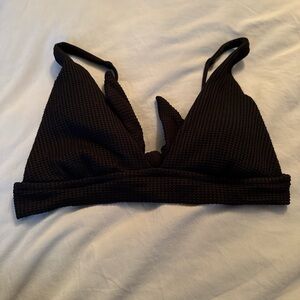 Aerie Black Textured Bikini Top